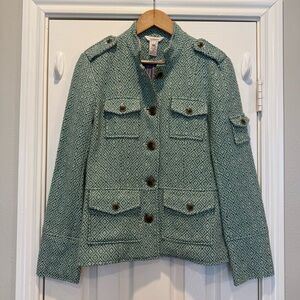 Sundance Tweed Blazer Women’s Sz 6 Green Military Wool Blend Colorful Preppy